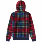 Polo Ralph Lauren Men's Sherpa Plaid Popover Hoody in Royal Crimson Plaid