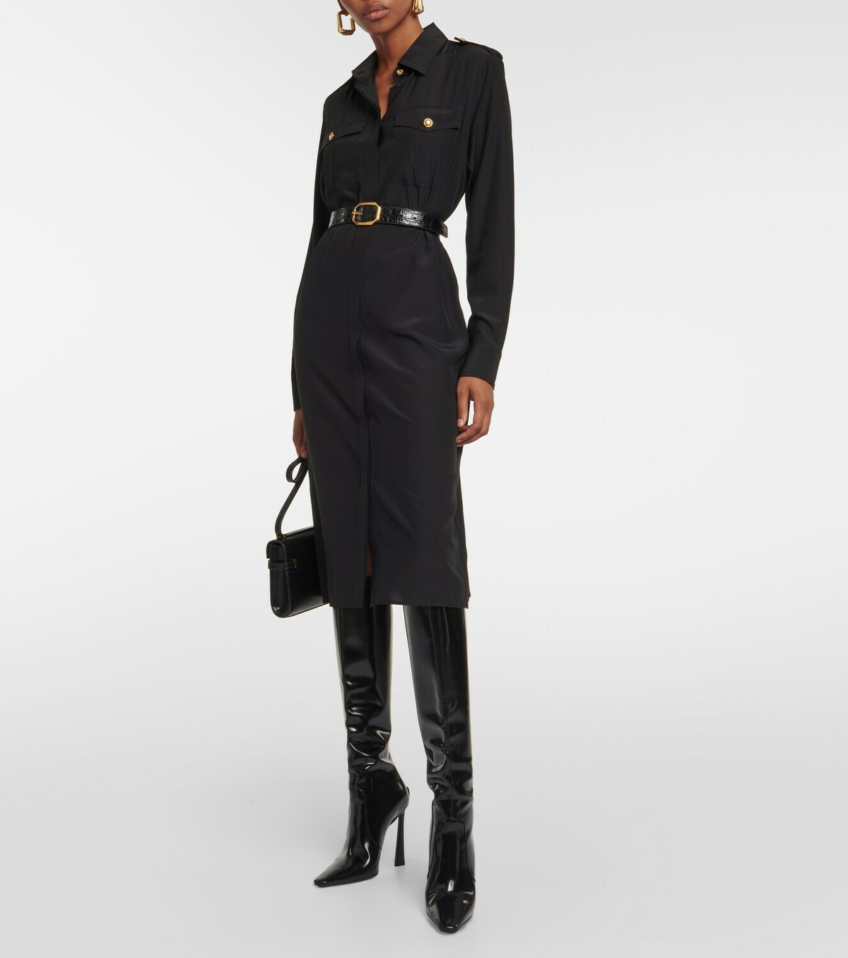 Nili Lotan Adelaide silk midi shirt dress