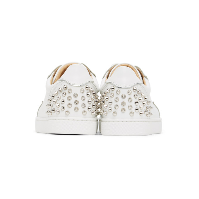 Christian Louboutin White Leather Vierissima Spikes Sneakers Size 37.5