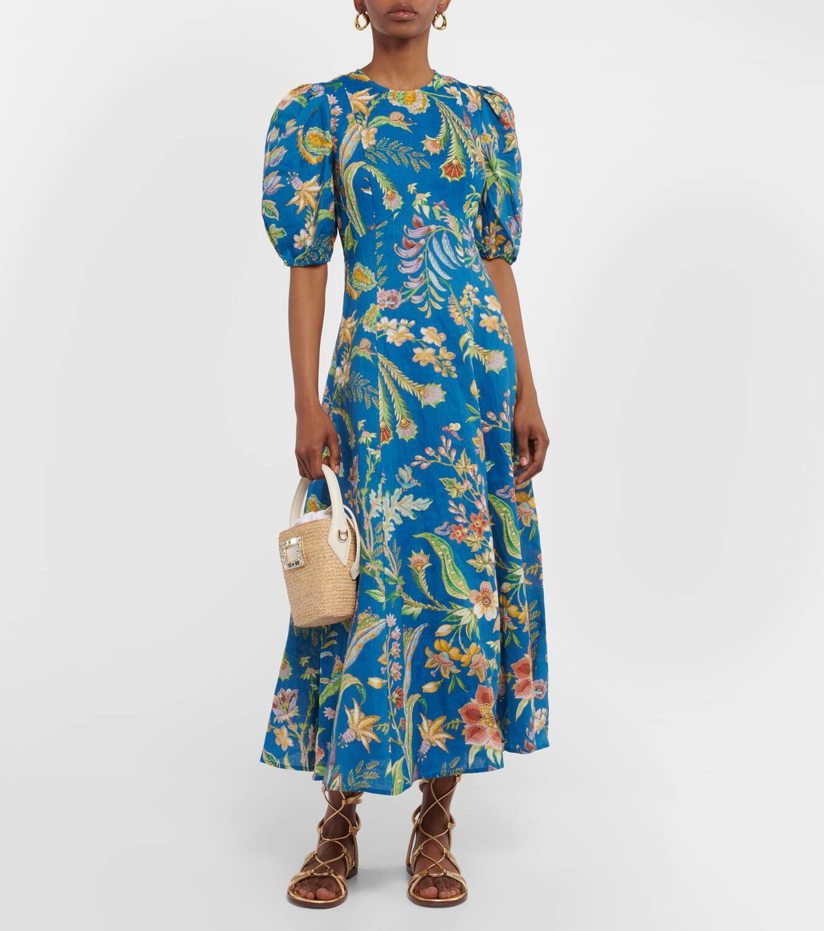 Almais June floral linen midi dress ALMAIS