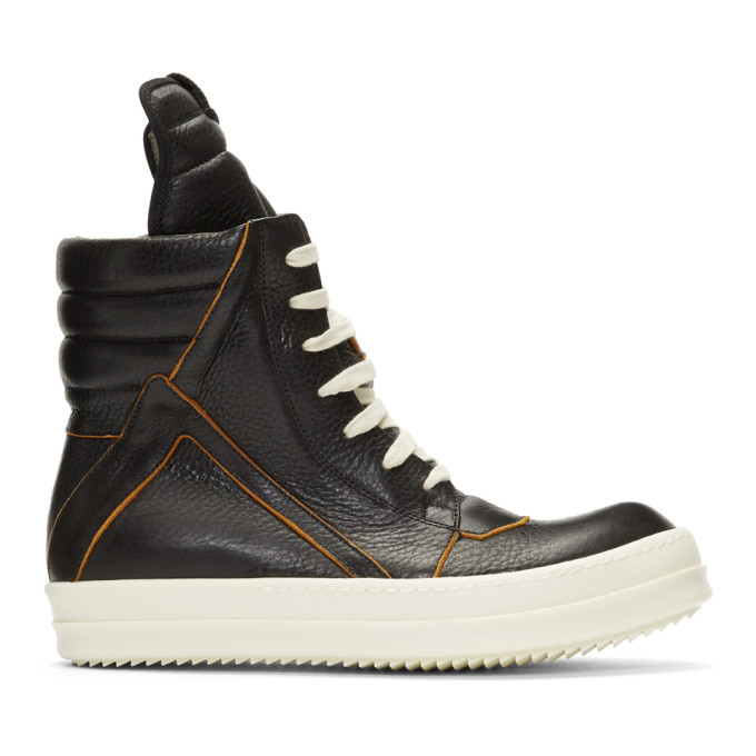 Rick Owens Black and Orange Geobasket High-Top Sneakers Rick Owens