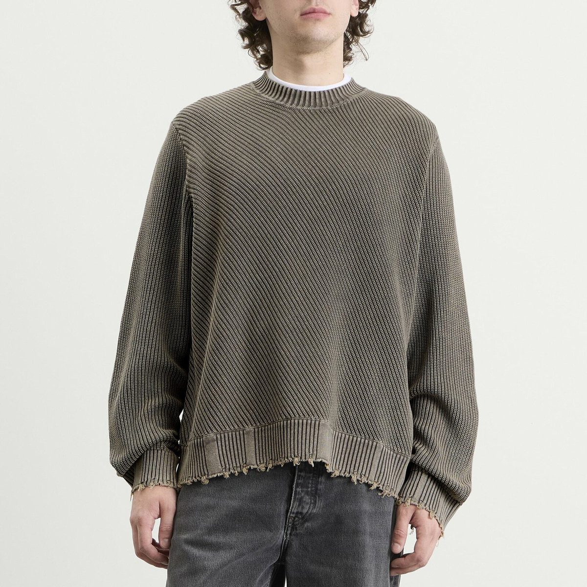Won Hundred Men's Bently Diagonal Knit Sweater in Rock Ridge