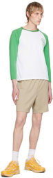 Sporty & Rich White & Green Emblem Baseball Long Sleeve T-Shirt