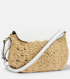 Oscar de la Renta Raffia and leather shoulder bag