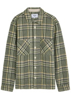 Wax London Whiting Checked Wool-blend Overshirt Green