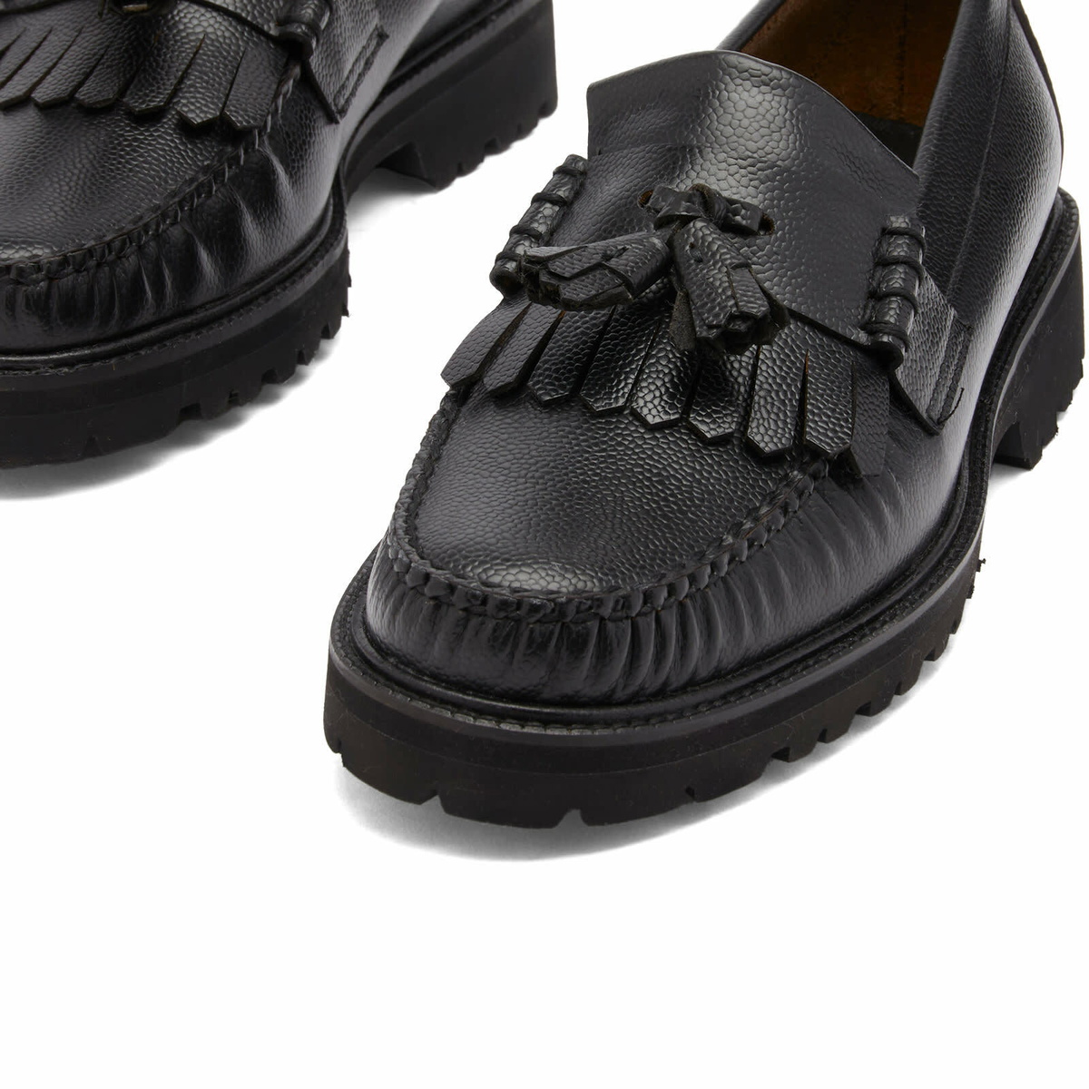 Bass Weejuns Men's Layton Lug Soft Grain Loafer in Black Textured Leather