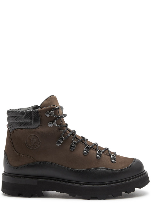 Photo: Moncler Peka Trek Panelled Nubuck Hiking Boots Brown
