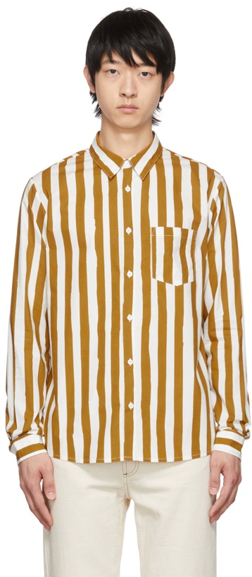 Photo: A.P.C. White & Brown Stripe Matthieu Shirt
