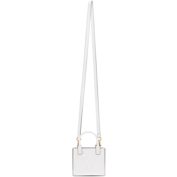 Valentino White Valentino Garavani Mini VLogo Tote Bag Valentino Garavani