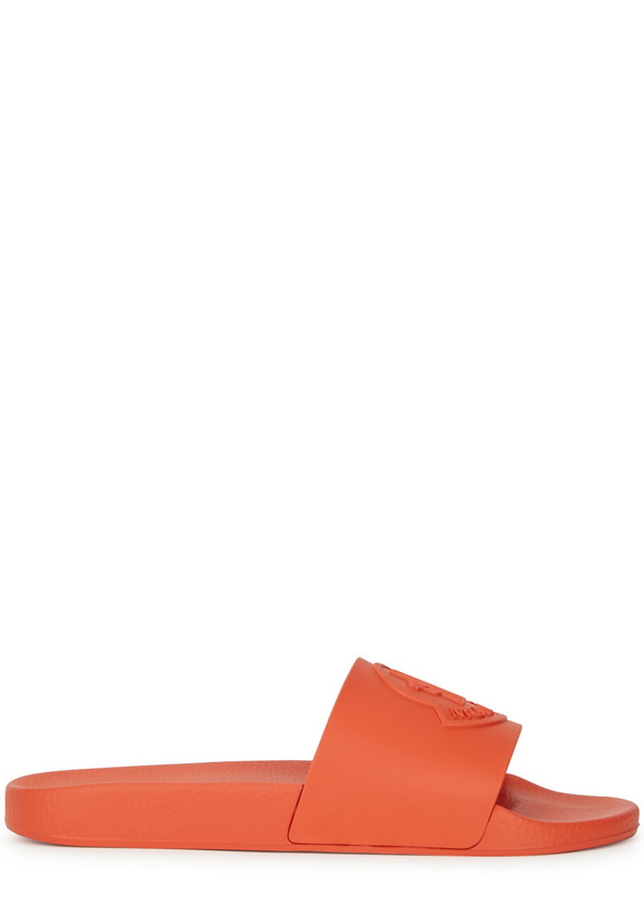 Photo: Moncler Basile Logo Rubber Sliders Orange