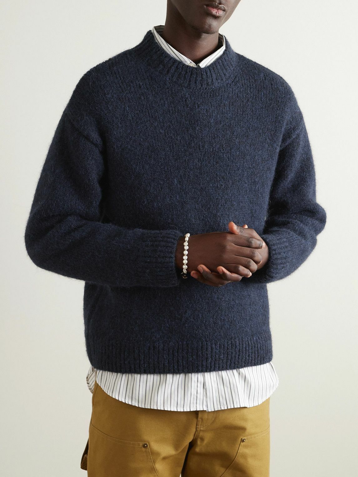 Jacquemus - Logo-Intarsia Alpaca-Blend Sweater - Blue Jacquemus
