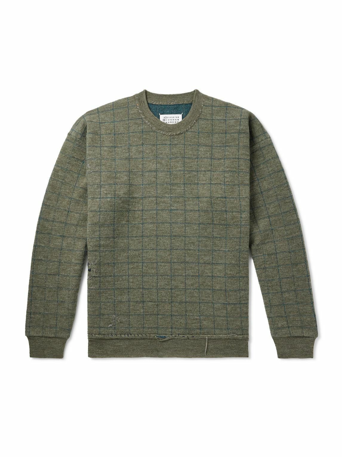 Maison Margiela - Ribbed Over-Dyed Wool Zip-Up Sweater