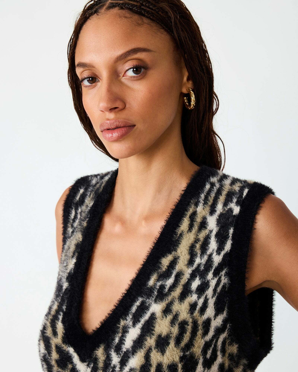 Steve Madden Mila Sweater Top in Leopard