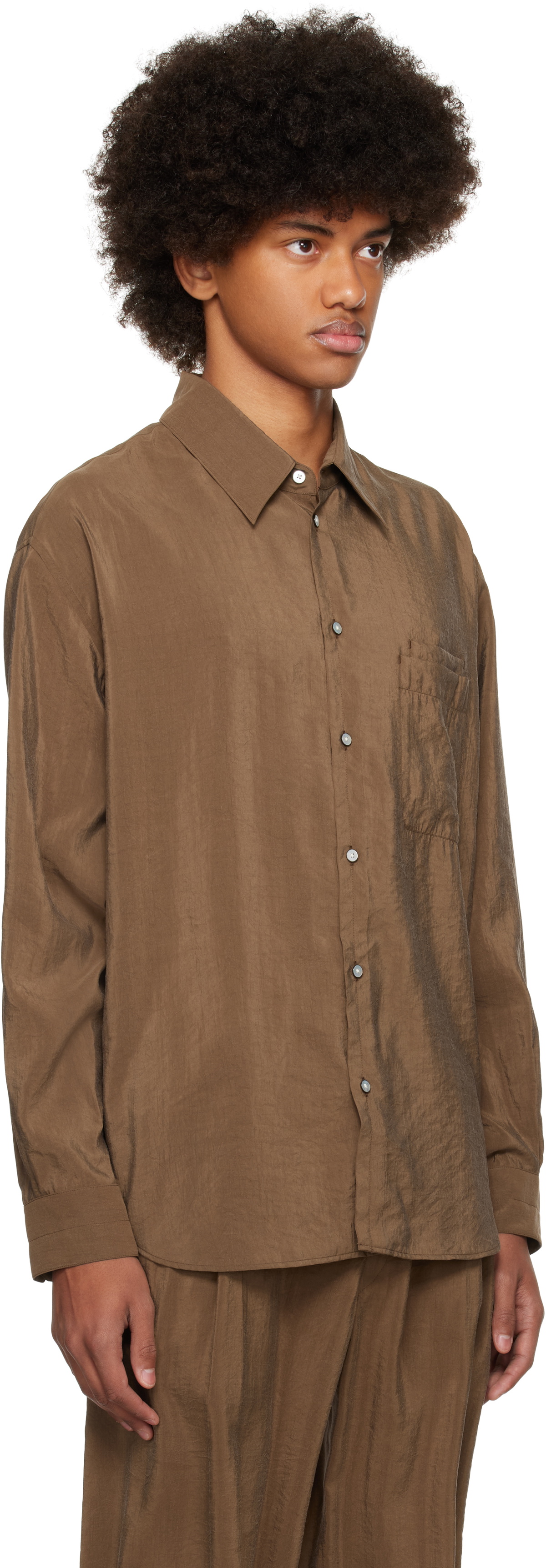 LEMAIRE ポロシャツ 半袖　BRW ブラウン LEMAIRE Brown Relaxed Shirt Lemaire