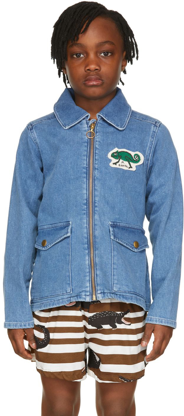 Mini Rodini Kids Blue Denim Chameleon Jacket Mini Rodini