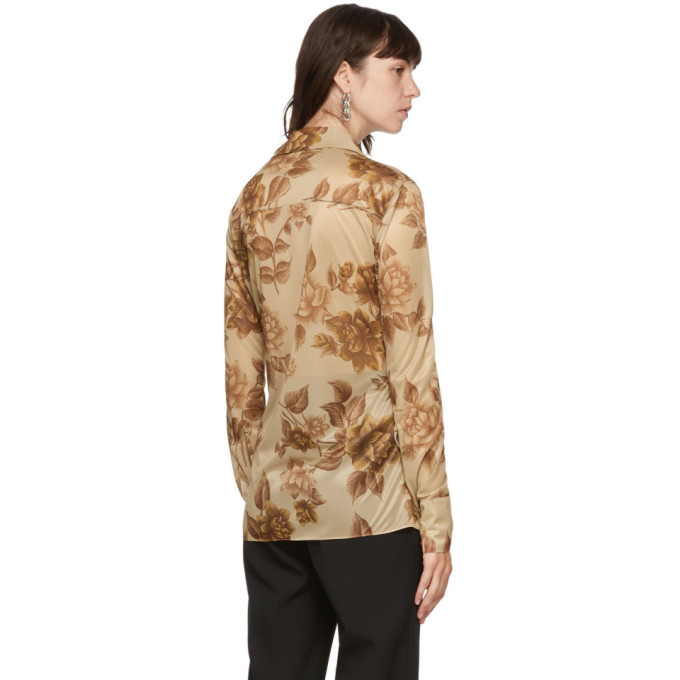 Kwaidan Editions Tan Floral Scarf Print Shirt Kwaidan Editions