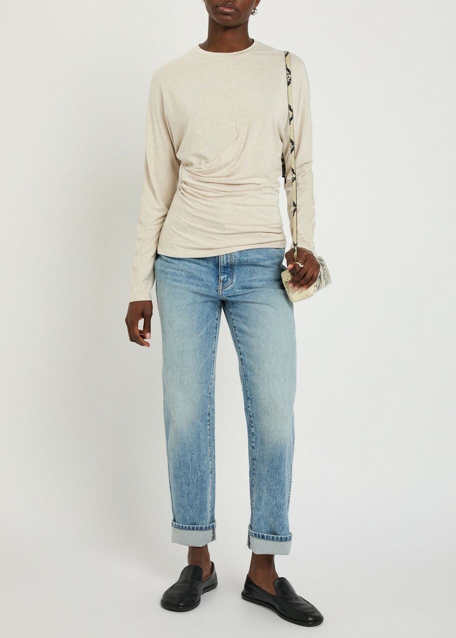 Vince Draped Stretch-jersey top Off White