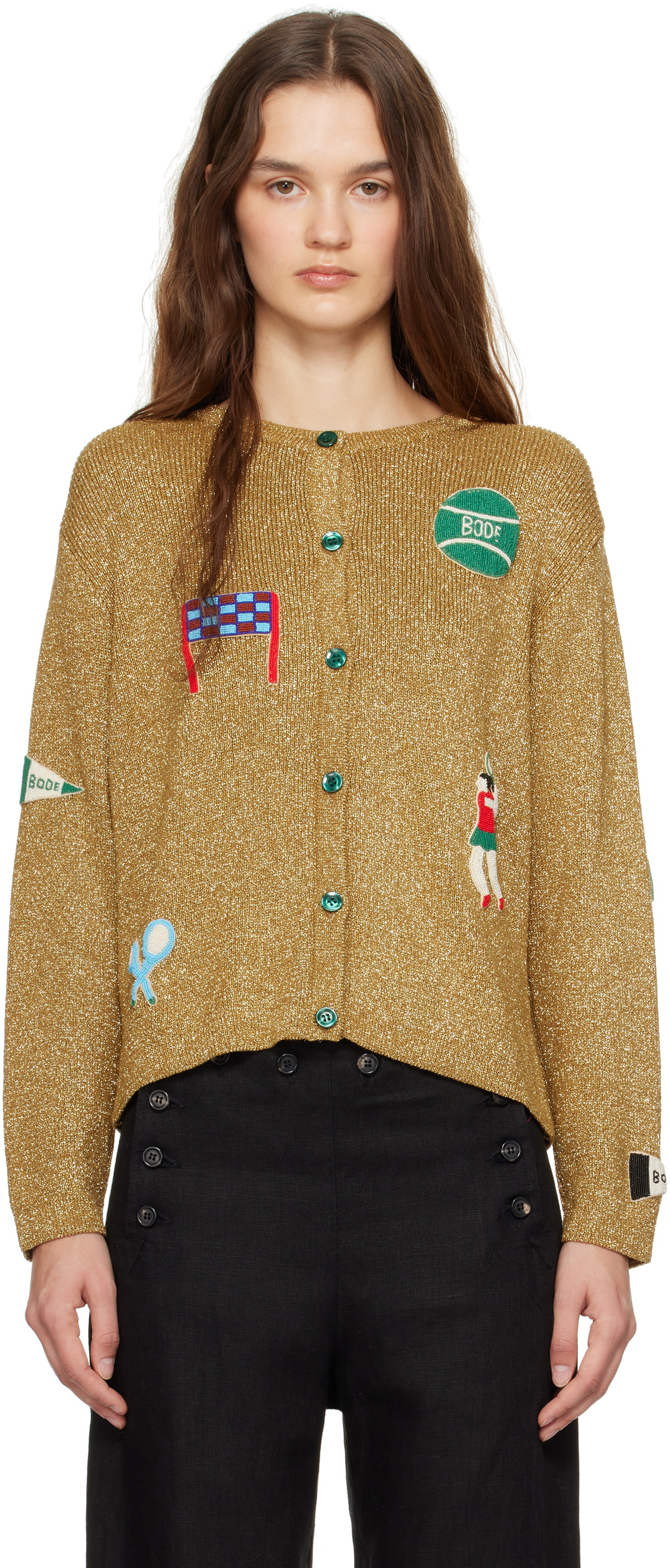 Bode Gold Game Point Cardigan Bode