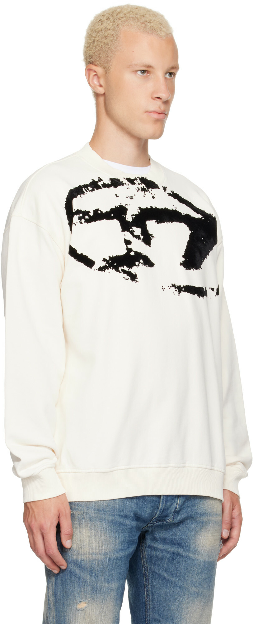Diesel Off-White Flocked Sweatshirt
