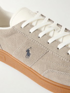 Polo Ralph Lauren - Bedford Logo-Embroidered Leather-Trimmed Suede Sneakers - Gray