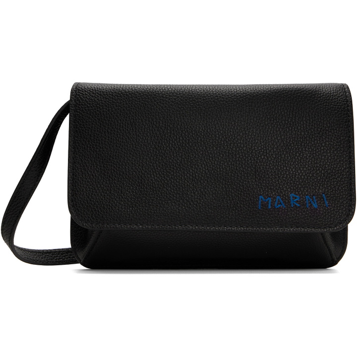 Photo: Marni Black Leather 'Marni Mending Embroidery' Pouch