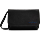 Marni Black Leather 'Marni Mending Embroidery' Pouch