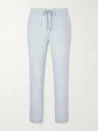 James Perse - Straight-Leg Garment-Dyed Linen Drawstring Trousers - Blue