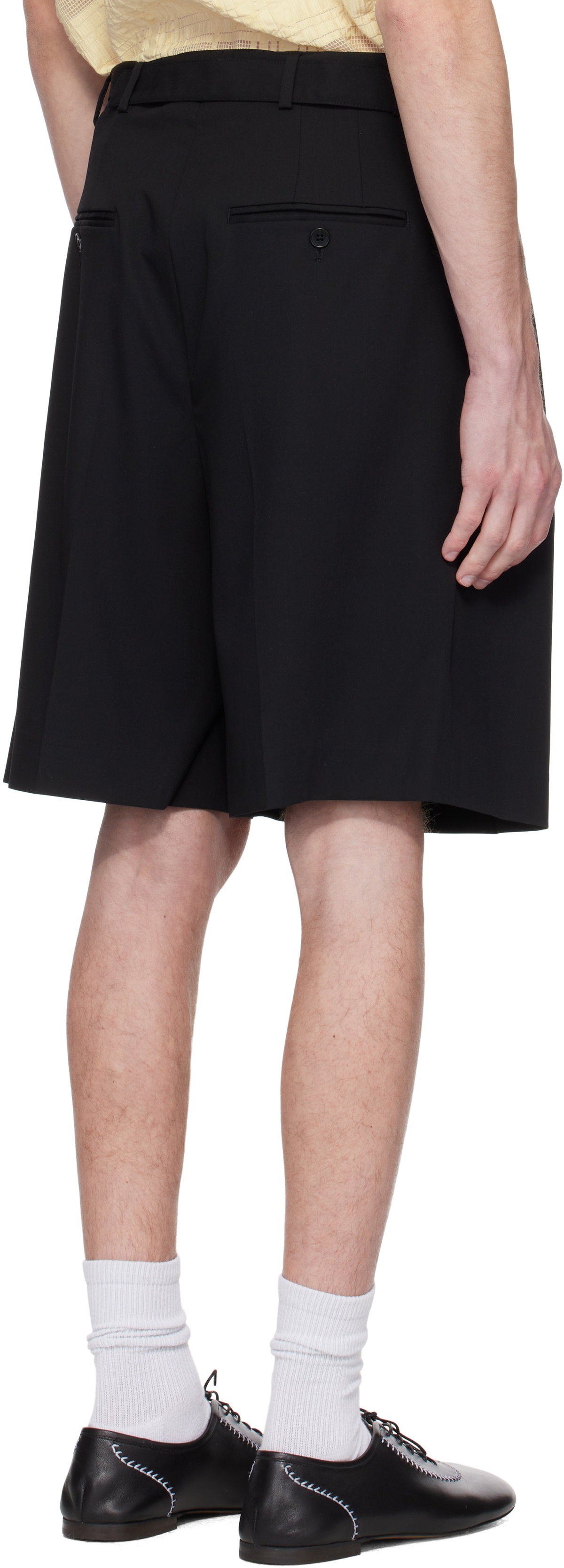 CMMN SWDN Black Marshall Pleated Shorts
