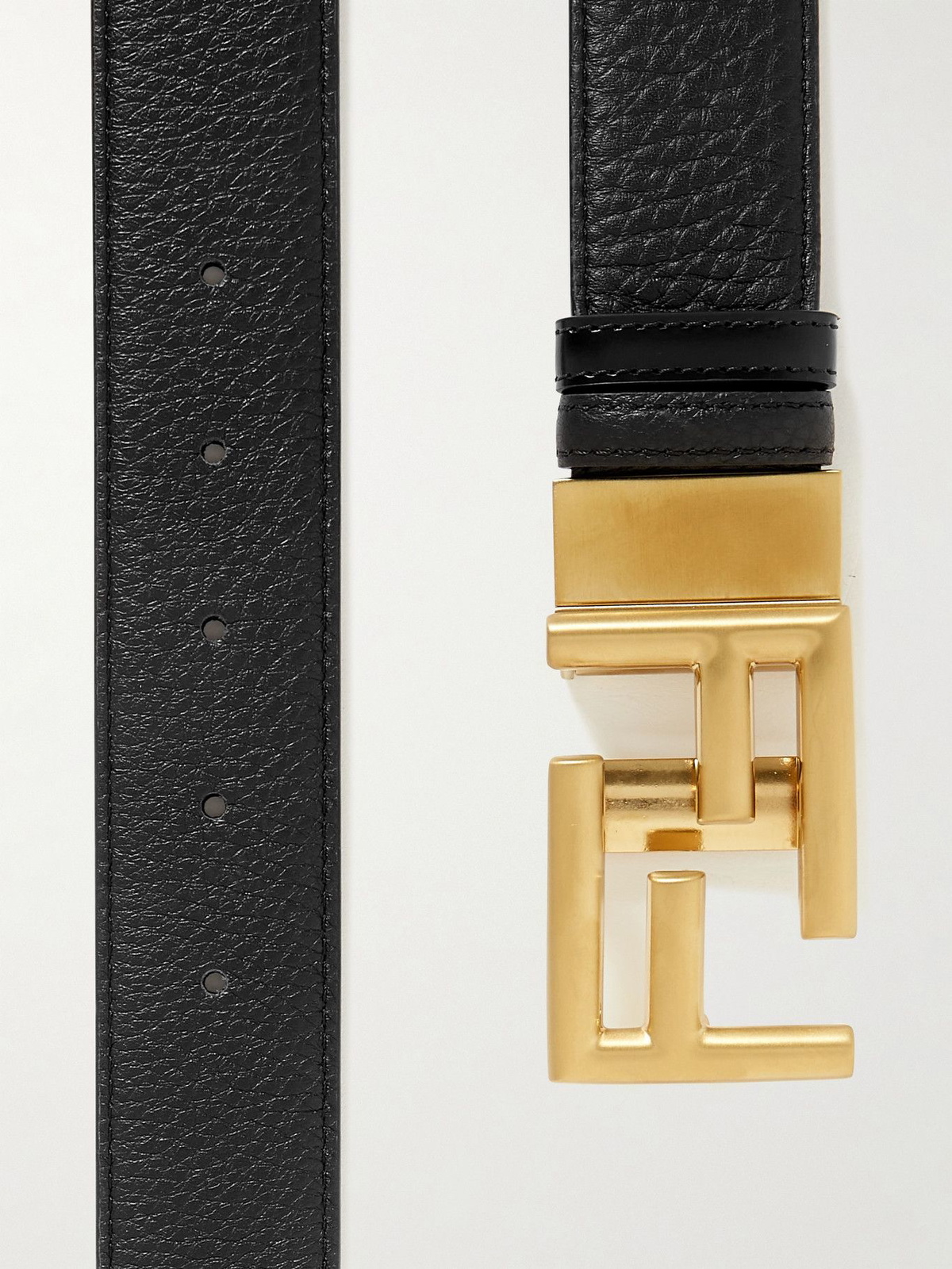 Versace - 3.5cm Logo-Print Textured-Leather Belt - Men - Black Versace