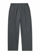Folk - Straight-Leg Pleated Garment-Dyed Stretch-Cotton Poplin Trousers - Black