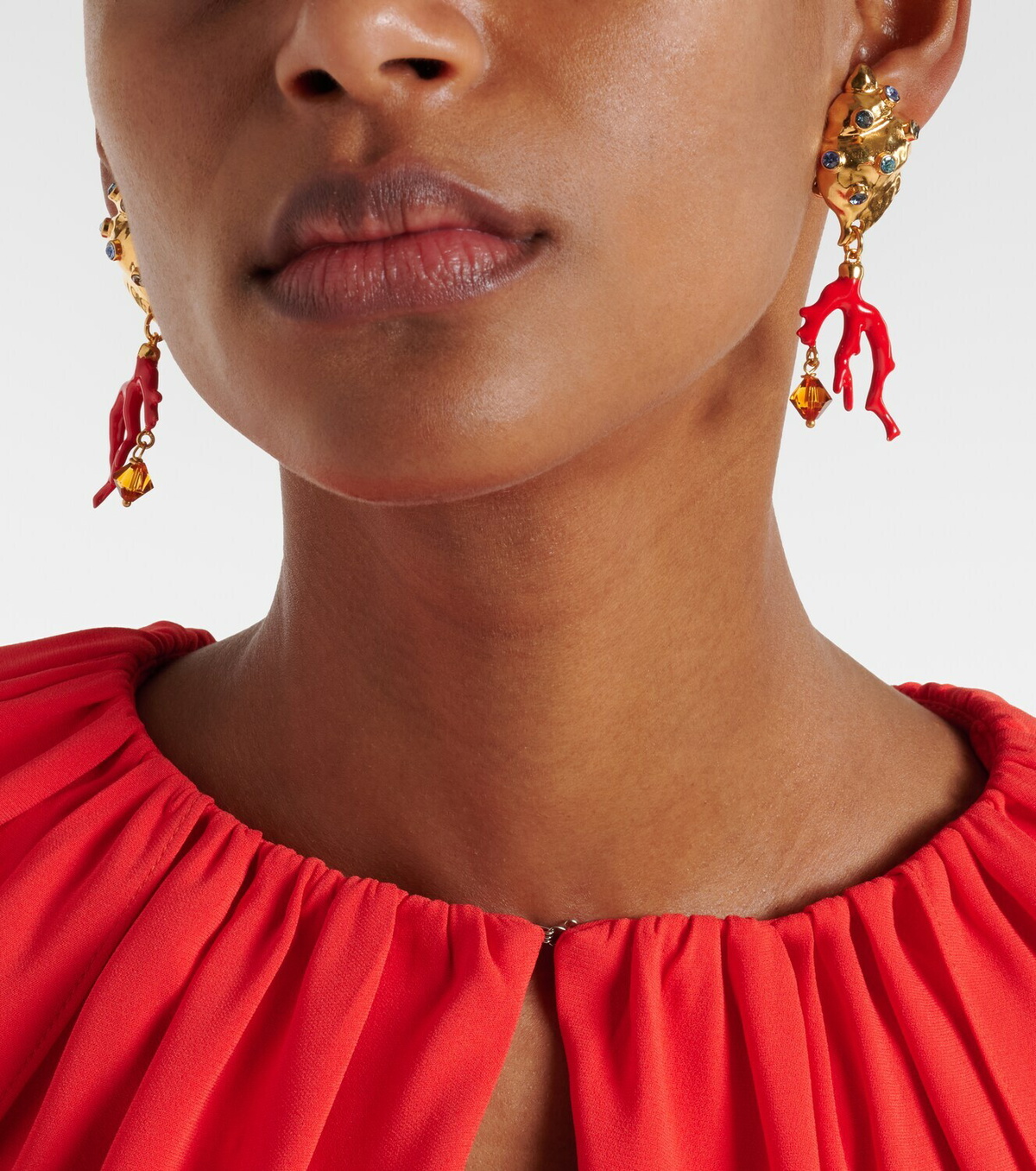 Oscar de la Renta Crystal-embellished clip-on earrings