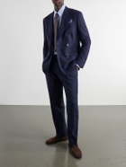 Polo Ralph Lauren - Double-Breasted Striped Wool-Blend Suit Jacket - Blue