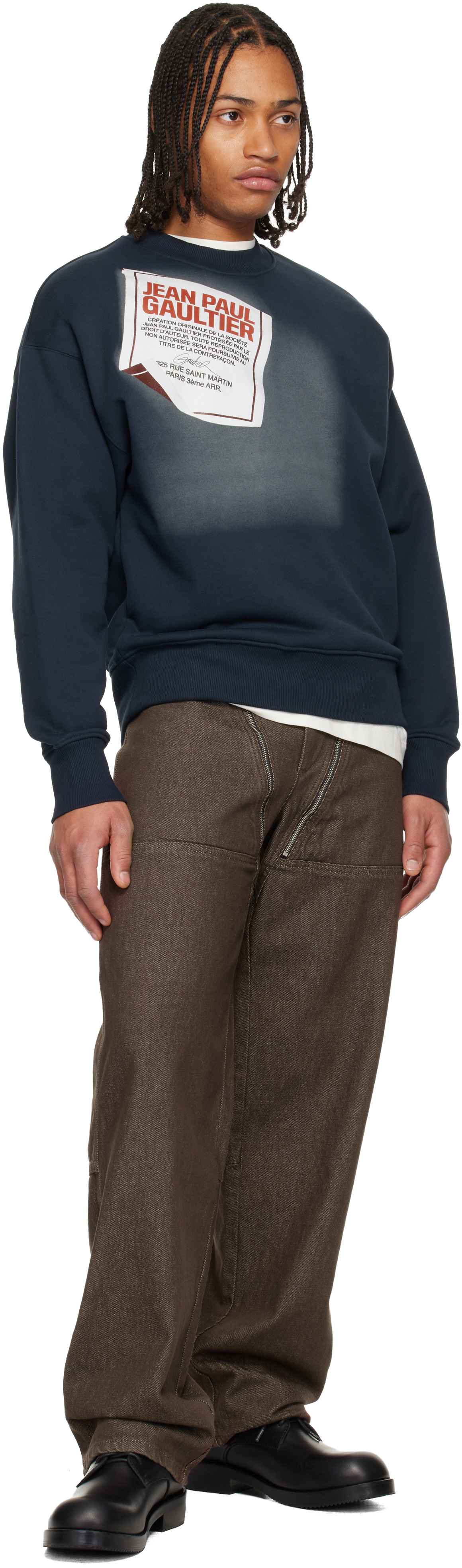 Jean Paul Gaultier / major sweat shirt/スウェット/40/コットン/GRY Jean Paul Gaultier Navy 'The Gaultier Label' Sweatshirt Jean Paul