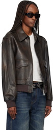 TONYWACK Brown Goat Leather Aviator Jacket