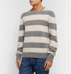 Officine Generale - Striped Virgin Wool-Blend Sweater - Gray