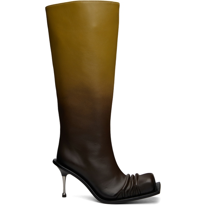 Photo: FIDAN NOVRUZOVA Brown Stiletto Heel Classic Square Toe Boots