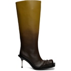 FIDAN NOVRUZOVA Brown Stiletto Heel Classic Square Toe Boots
