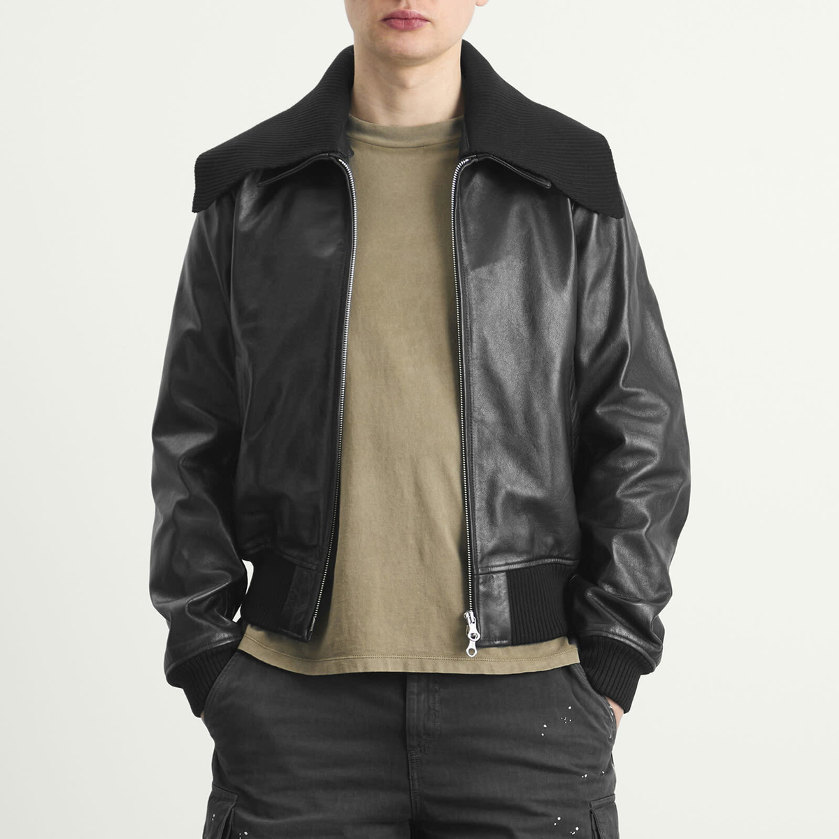 Our Legacy Men's Pharos Leather Bomber Jacket in Black Our Legacy Our Legacy Men's Pharos Leather Bomber Jacket in Black Our Legacy