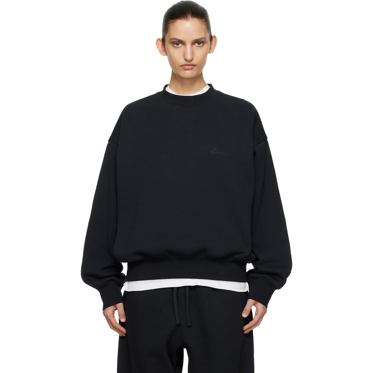 Fear of God ESSENTIALS Black Classic Crewneck Sweatshirt