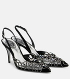 Rene Caovilla Embellished suede slingback pumps