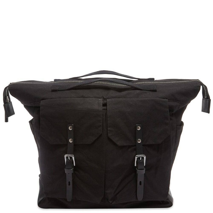 Photo: Ally Capellino Frank Large Waxed Cotton Rucksack in Black