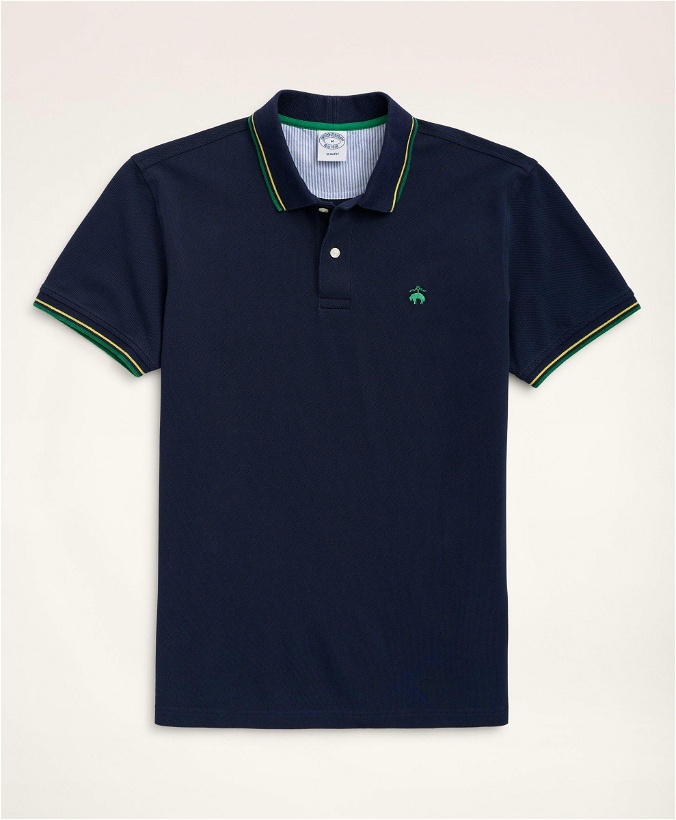 Photo: Brooks Brothers Men's Golden Fleece Slim Fit Supima Tipped Polo Shirt | Navy
