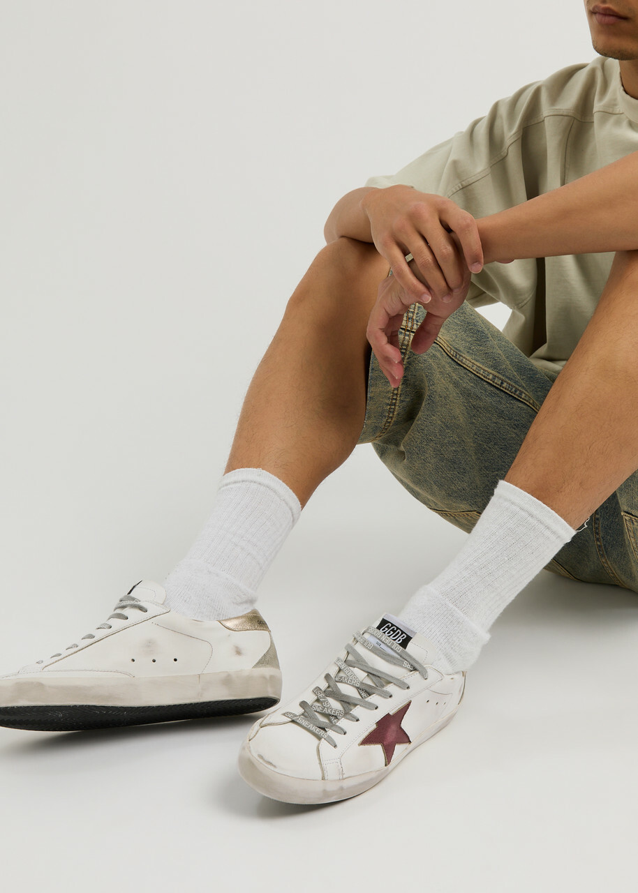 Golden Goose Super-Star Distressed Leather Sneakers White
