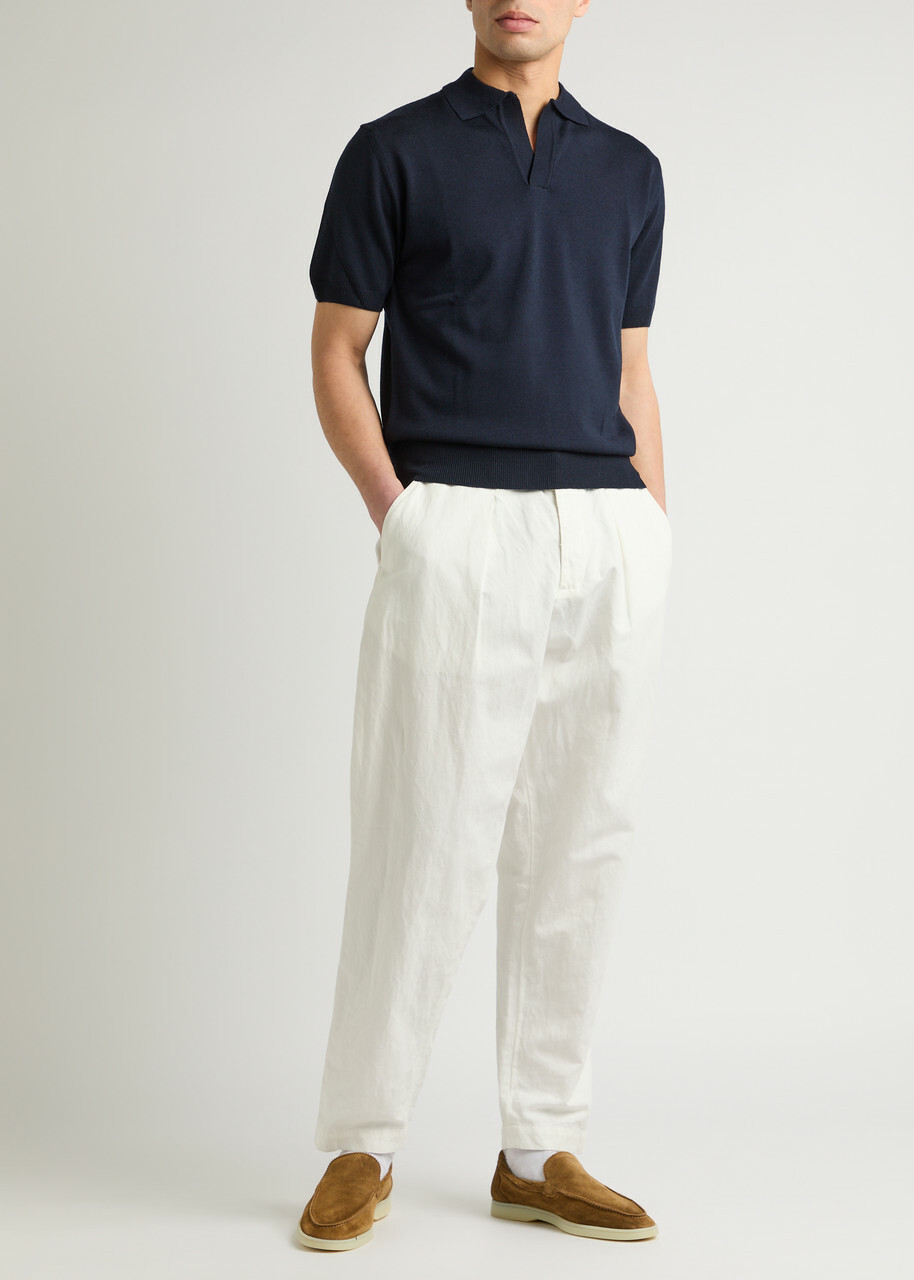 Aurélien Wool Polo Shirt Navy