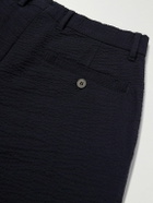 Sunspel - Straight-Leg Wool-Blend Seersucker Trousers - Blue