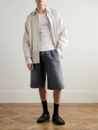 mfpen - Star Rivet Wide-Leg Pleated Organic Denim Shorts - Gray