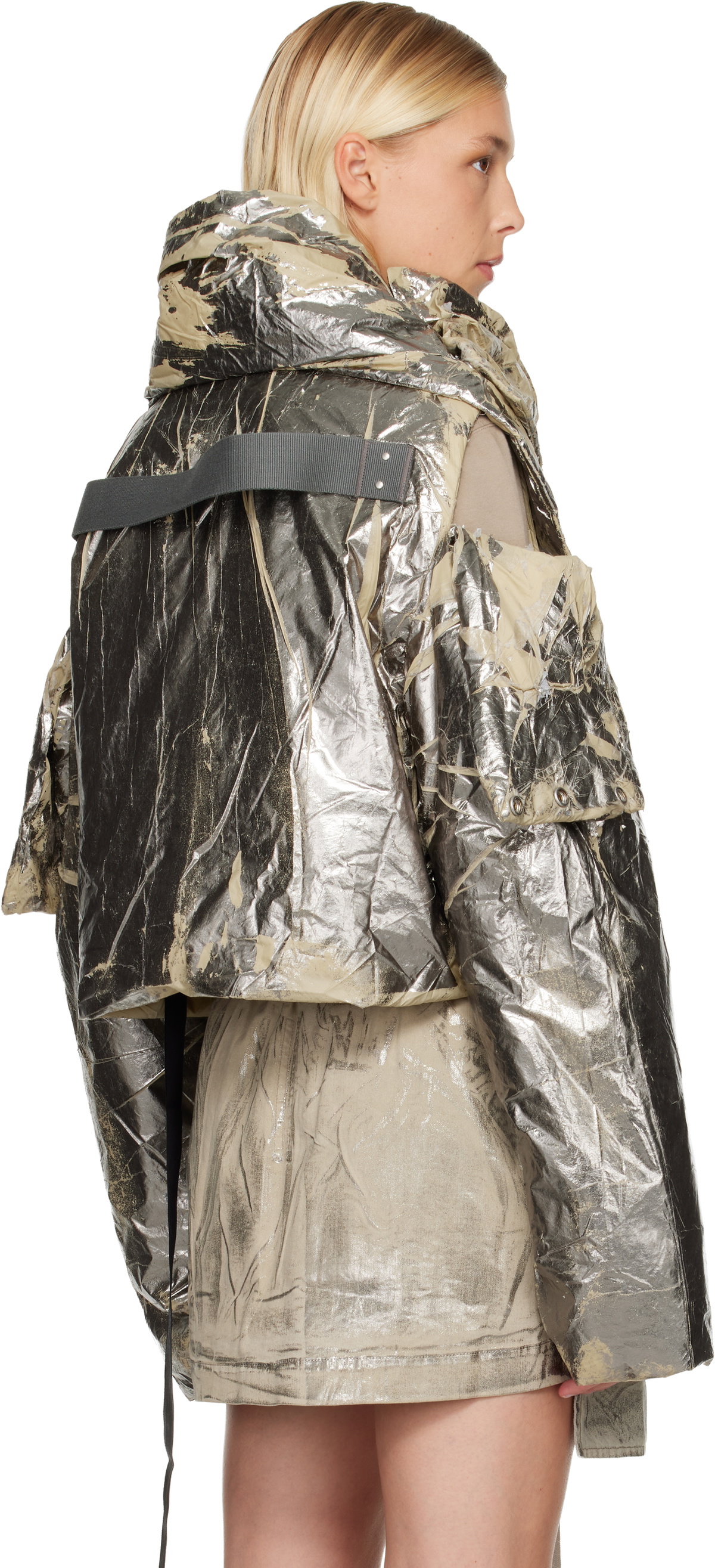 RICK OWENS シルバー Concordians Teardrop Rick Owens DRKSHDW Silver Concordians Convertible Jacket Rick