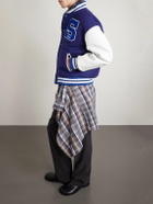 SAINT MXXXXXX - SEGA Wool-Blend and Leather Varsity Jacket - Blue