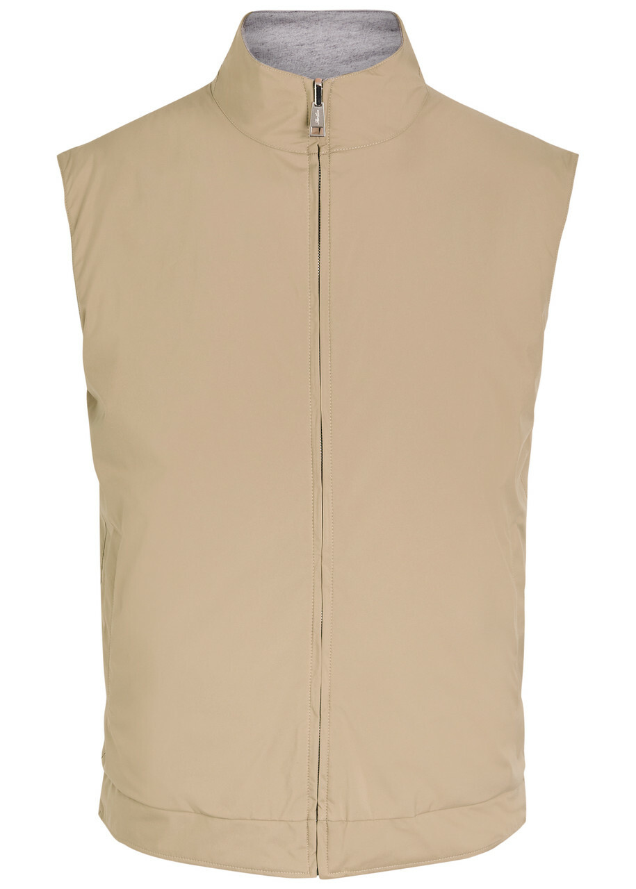 Aurélien Quilted Reversible Shell Gilet Beige