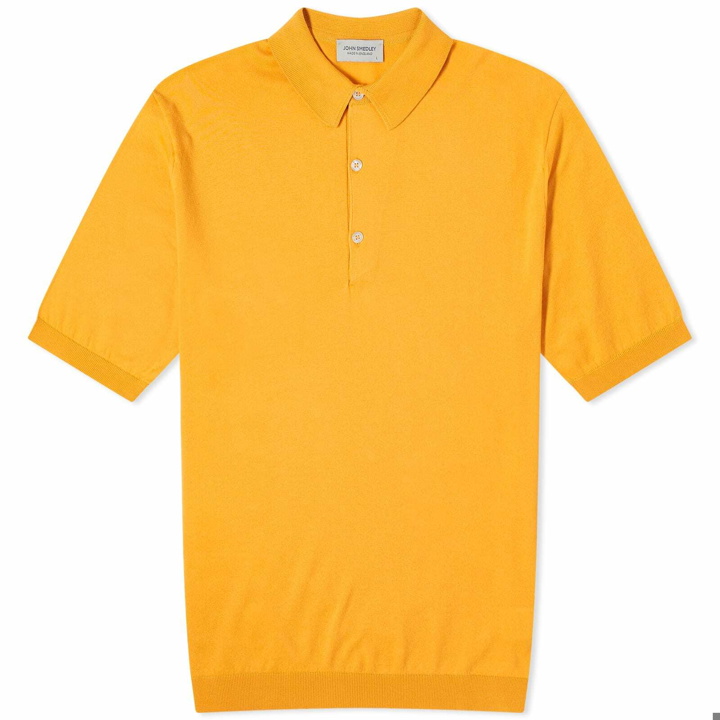 Photo: John Smedley Men's Adrian Cotton Knit Polo Shirt in Lemon Zest